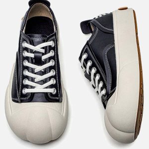 Concert Outfit Deconstructed Distressed PU Leather Casual Shoes