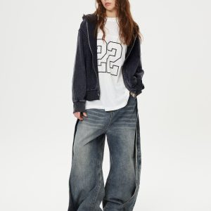 Concert Outfit Deconstruction Patchwork Washed Loose Jeans