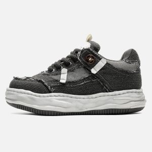 Concert Outfit Distressed Deconstructed Split Whisker Platform Sneakers