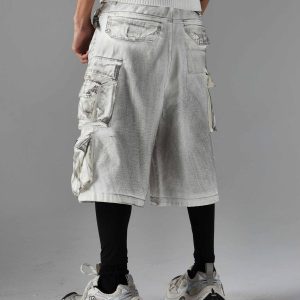 Concert Outfit Distressed Multi-Pocket Cargo Shorts