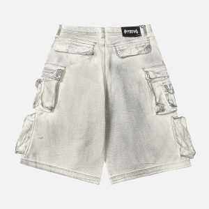 Concert Outfit Distressed Multi-Pocket Cargo Shorts