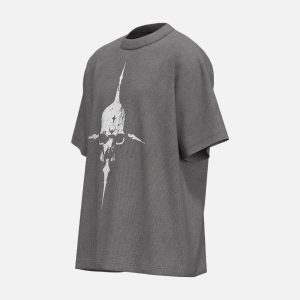 Concert Outfit Distressed Skull Cross Graphic T-Shirt