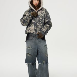 Concert Outfit Distressed Two Layer Baggy Jeans