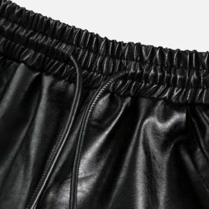 Concert Outfit Drawstring Faux Leather Shorts