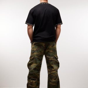 Concert Outfit Elegant Pearl-Embellished Oversized T-Shirt