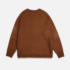 Concert Outfit Fake Two Breakage Design Sweater