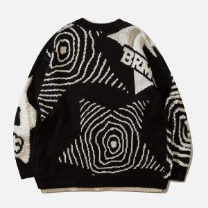 Concert Outfit Fake-Two Flocking Patchwork Sweater