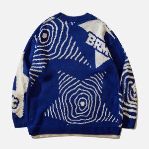 Concert Outfit Fake-Two Flocking Patchwork Sweater