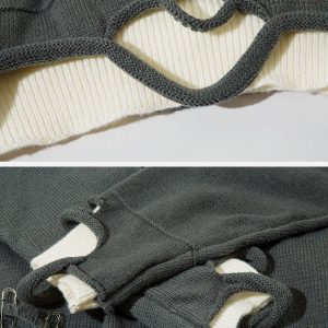Concert Outfit Fake Two-Piece Pin Design Sweater