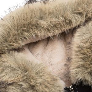 Concert Outfit Fur Lined Zip Up Hooded Bomber Jacket