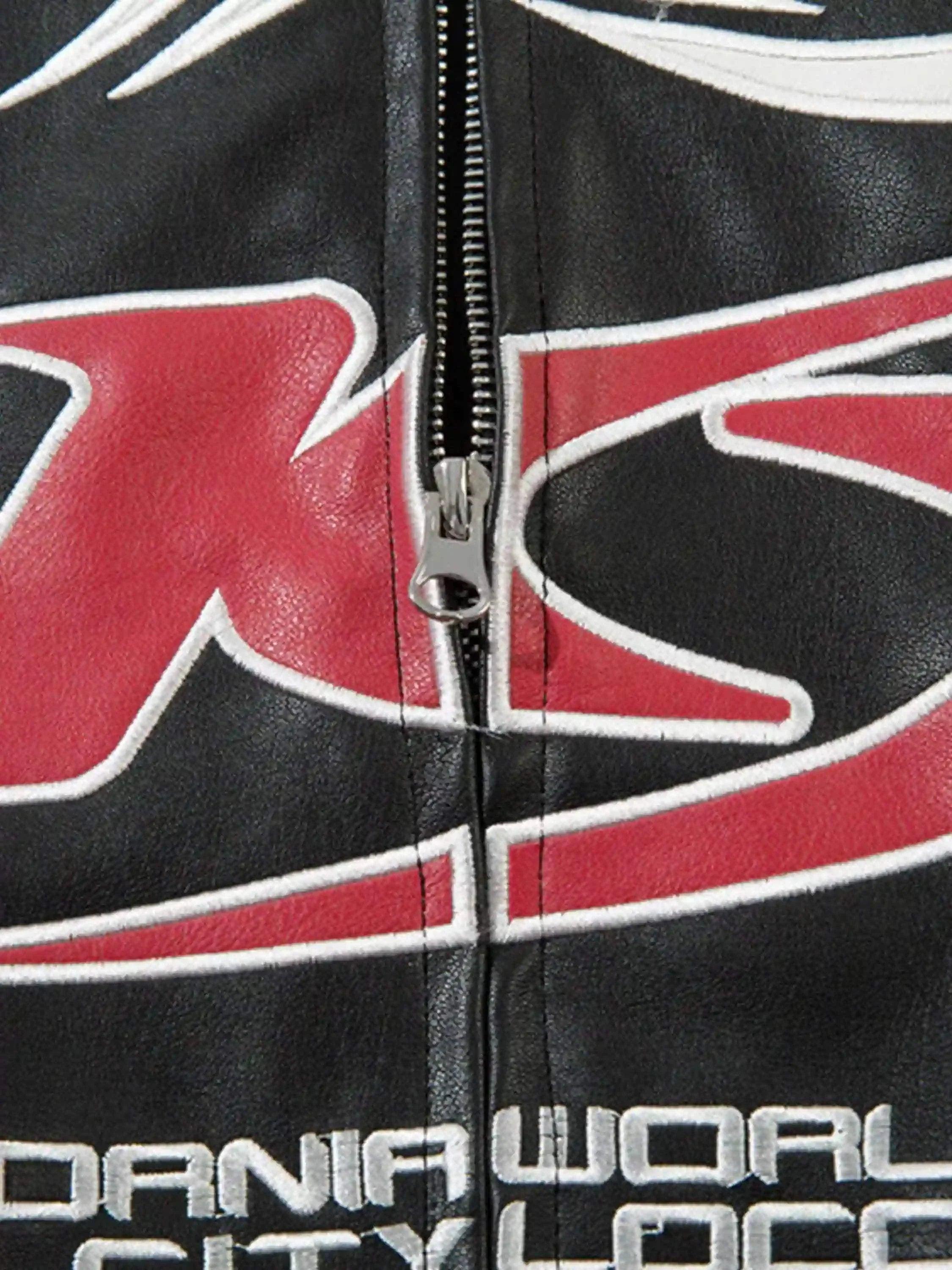Concert Outfit Gothic Alphabet Patch Racing Collar Jacket