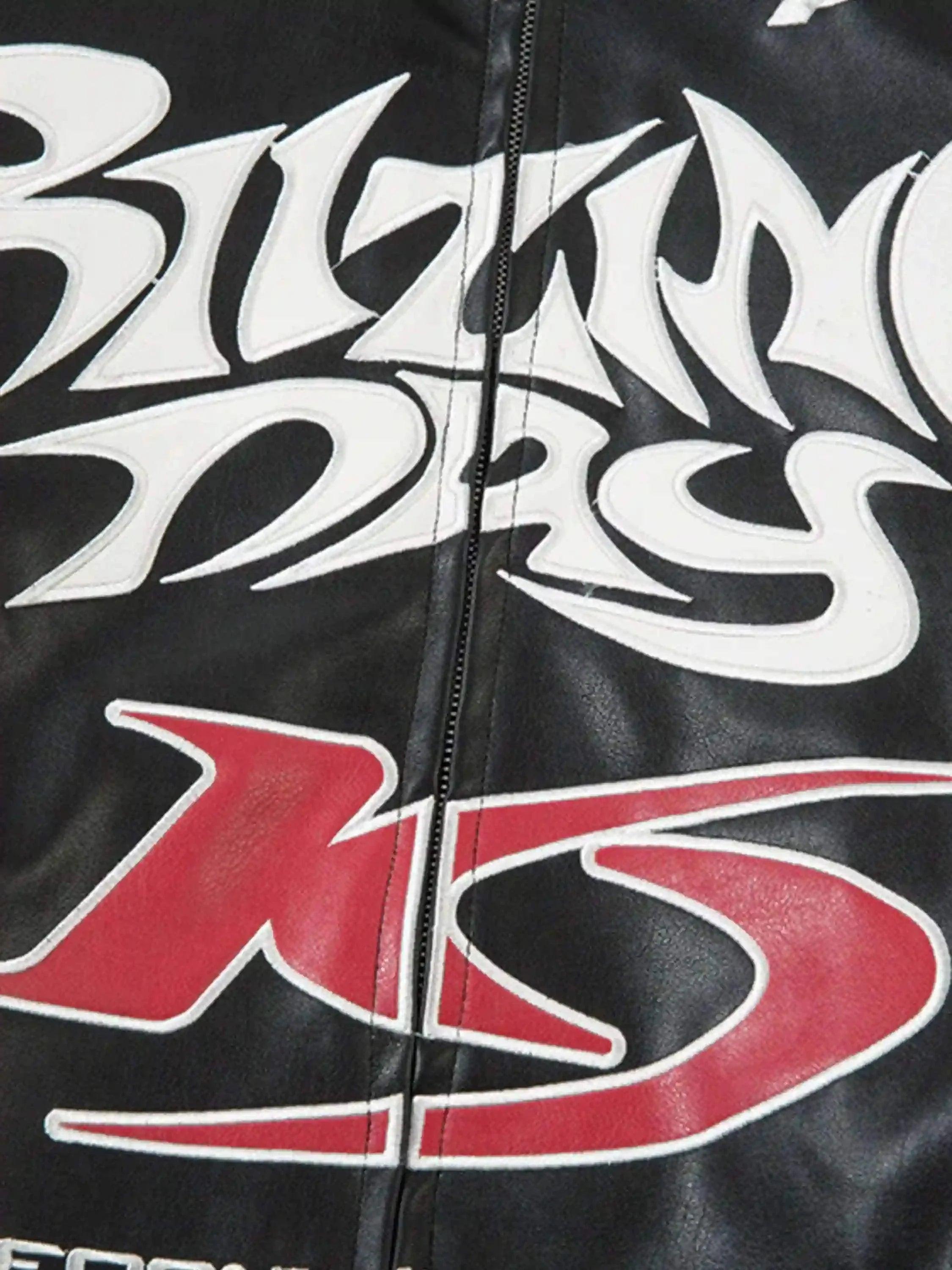 Concert Outfit Gothic Alphabet Patch Racing Collar Jacket
