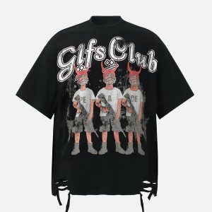 Concert Outfit Graffiti Letters Devil Design Graphic T-Shirt