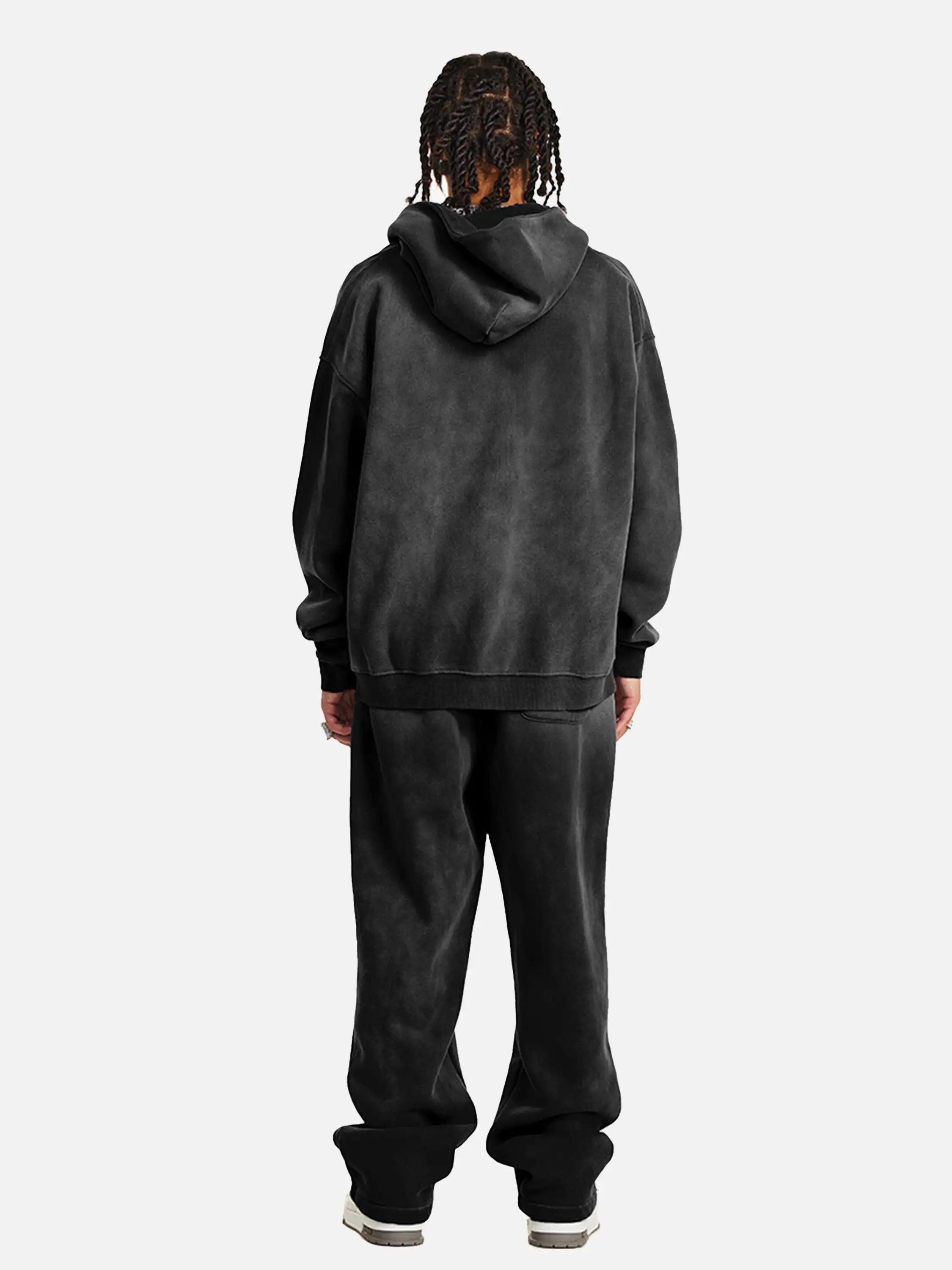 Concert Outfit Hand-Drawn Graffiti Washed Thick Hoodie