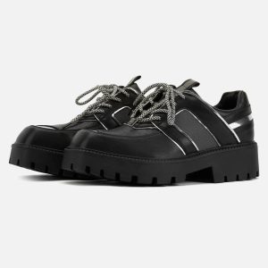 Concert Outfit High Street Hip Hop Metal Design Leather Shoes