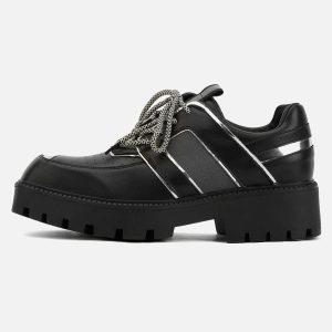 Concert Outfit High Street Hip Hop Metal Design Leather Shoes