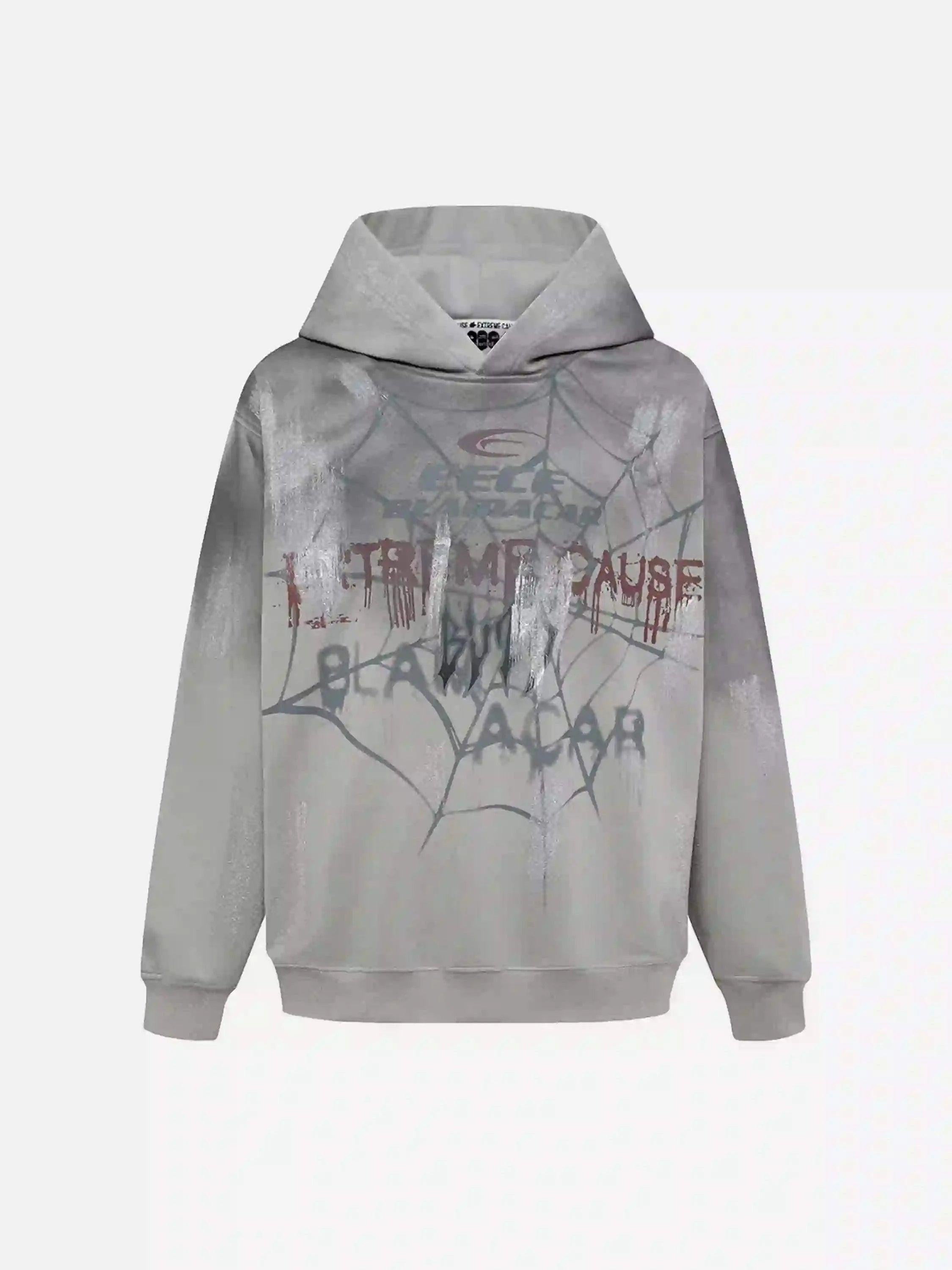 Concert Outfit High Street Hip Hop Spider Web Print Hoodie