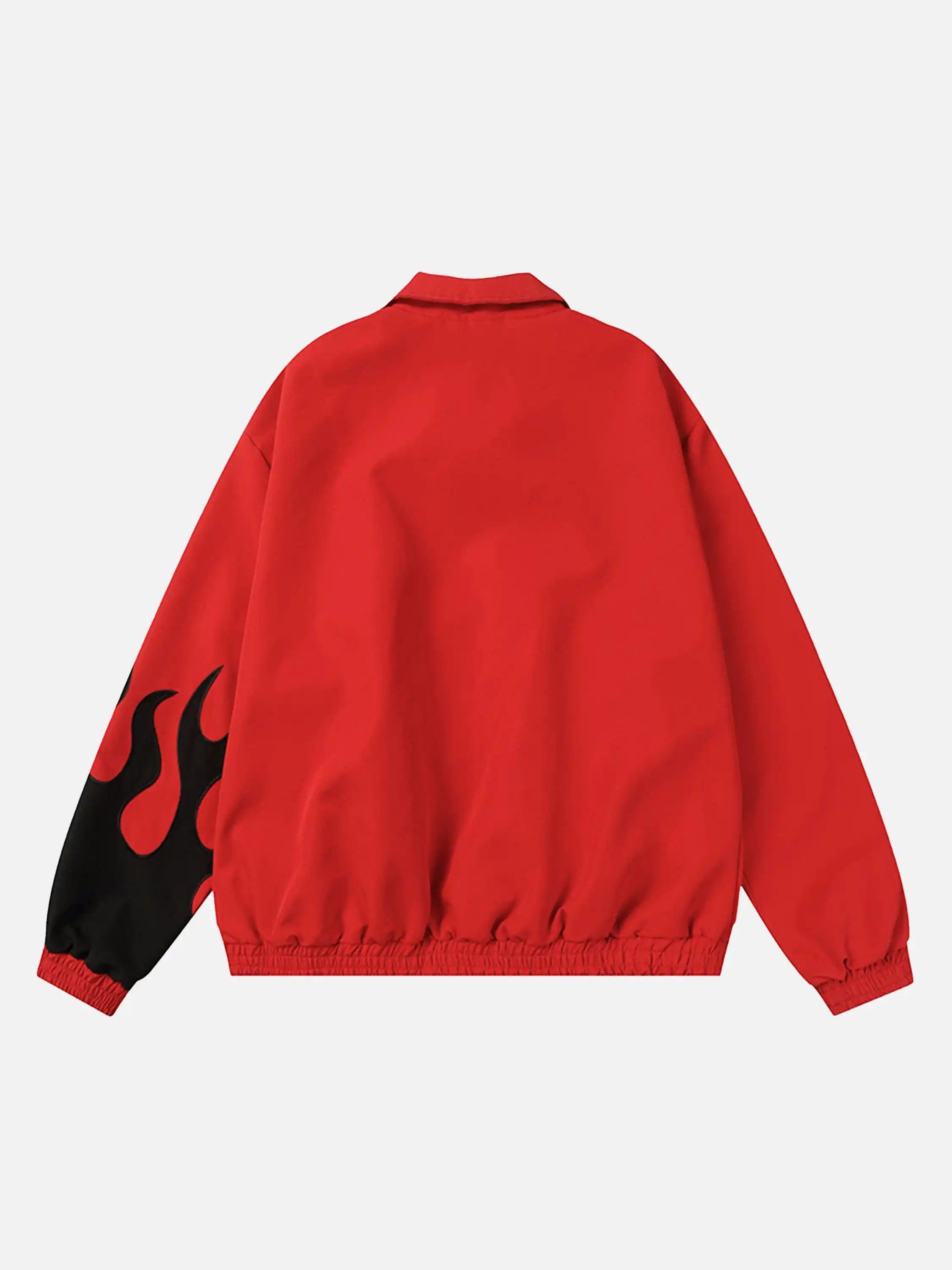 Concert Outfit Hip Hop Street Patches Flame Lapel Jacket