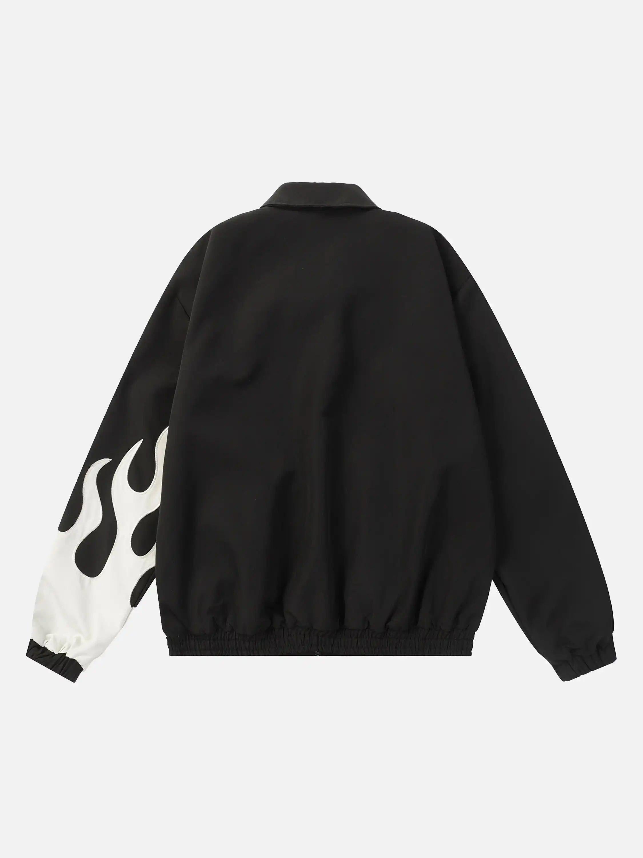 Concert Outfit Hip Hop Street Patches Flame Lapel Jacket