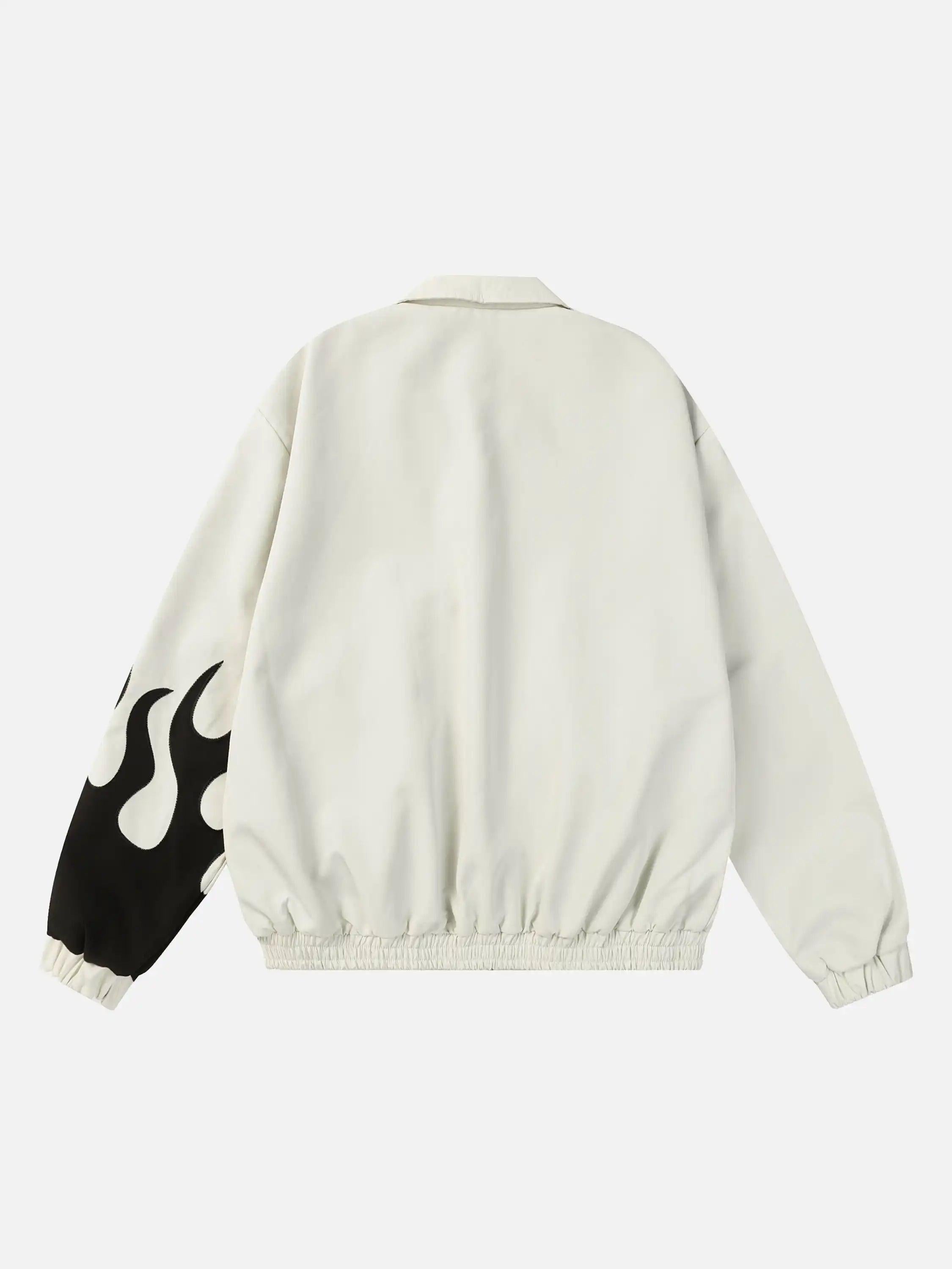 Concert Outfit Hip Hop Street Patches Flame Lapel Jacket