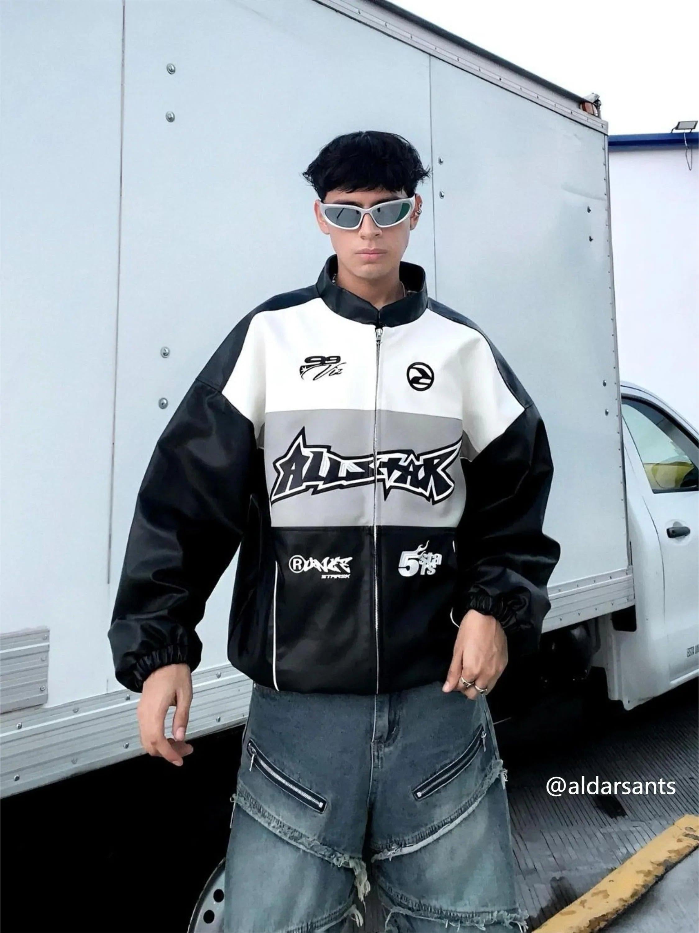 Concert Outfit Hip-Hop Street Style Stitching Pu Motorcycle Jacket