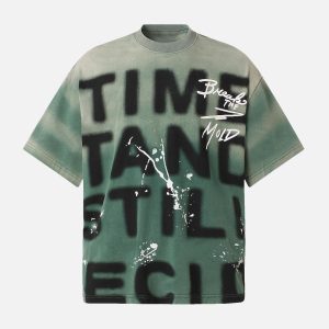 Concert Outfit Ink Splash Letter Print T-Shirt