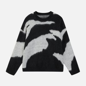 Concert Outfit Irregular Contrasting Color Sweater