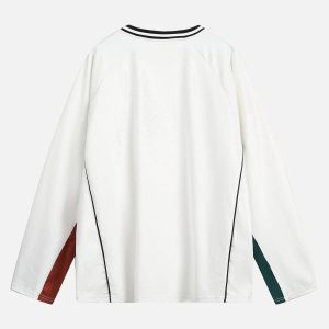 Concert Outfit Jersey Contrast Color Stitching Long Sleeve T-Shirt