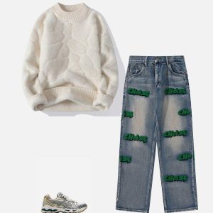 Concert Outfit Mink Fleece Solid Warm Sweater