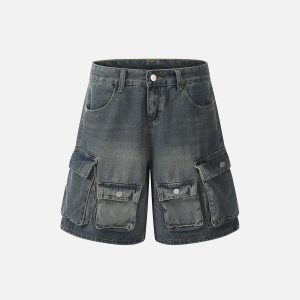 Concert Outfit Multi Pocket Washed Jorts