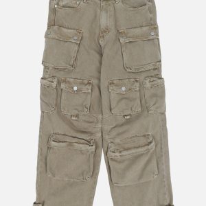 Concert Outfit Multi-Pocket Wide-Leg Jeans