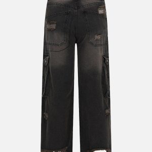 Concert Outfit Multiple Pockets Ripped Jeans