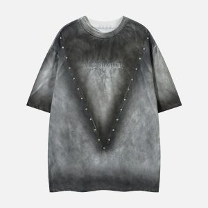 Concert Outfit Oversized Cross and Studed T-Shirt