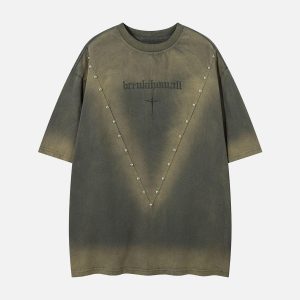 Concert Outfit Oversized Cross and Studed T-Shirt