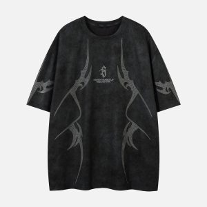 Concert Outfit Oversized Graphic Suede Print T-Shirt