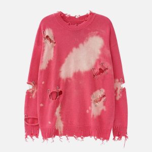 Concert Outfit Paperclip Broken Design Knit Sweater