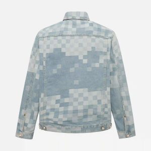 Concert Outfit Plaid Pearl Button Denim Jacket