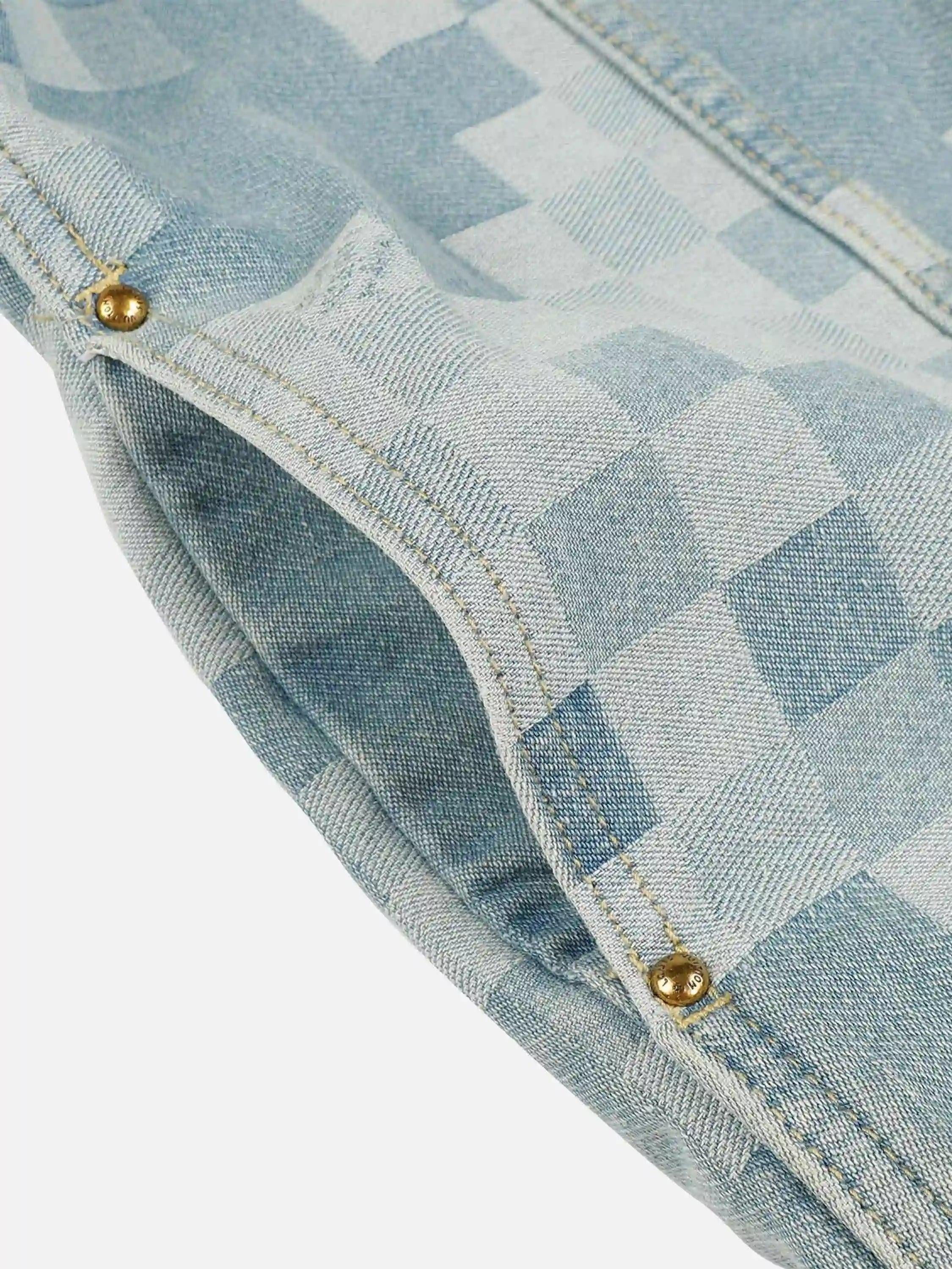 Concert Outfit Plaid Pearl Button Denim Jacket