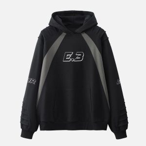 Concert Outfit Pleated Material Splicing Hoodie