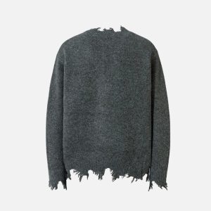 Concert Outfit Raw Edge Half-Zip Knitted Sweater