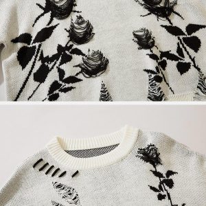 Concert Outfit Raw Edge Rose Sweater