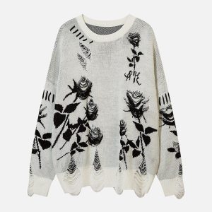 Concert Outfit Raw Edge Rose Sweater
