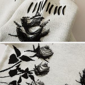 Concert Outfit Raw Edge Rose Sweater
