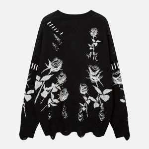 Concert Outfit Raw Edge Rose Sweater