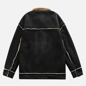 Concert Outfit Raw Edge Star Embroidered Fleece Jacket