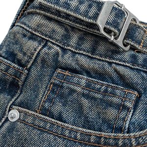 Concert Outfit Retro Stitching Faux Two-Piece Camouflage Jeans