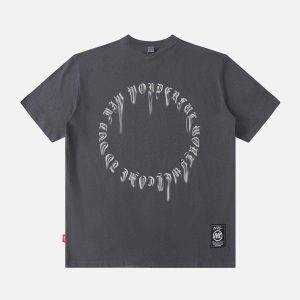 Concert Outfit Ring Shaped Gothic Letter Print Tee