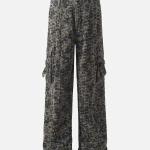 Concert Outfit Ripped Camouflage Multi-Pocket Cargo Pants