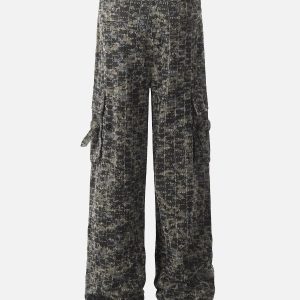 Concert Outfit Ripped Camouflage Multi-Pocket Cargo Pants
