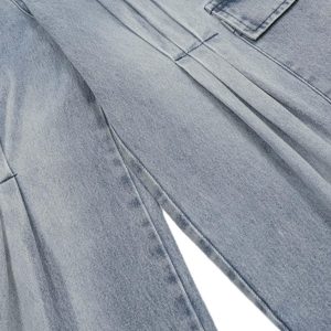 Concert Outfit Side-Scarf Pleated Baggy Jeans